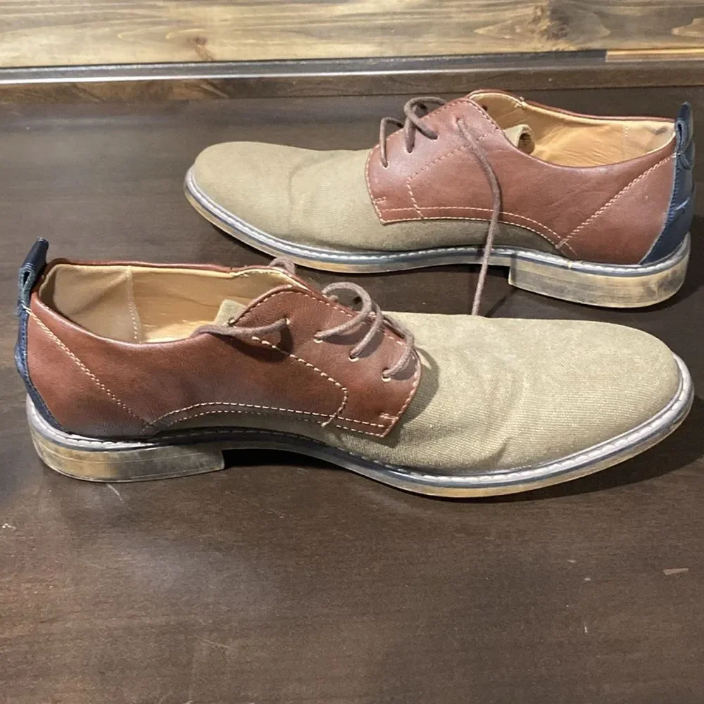 Madden Mens Yanton Oxford Dress Shoes Brown Almond Toe Lace Up Size 11